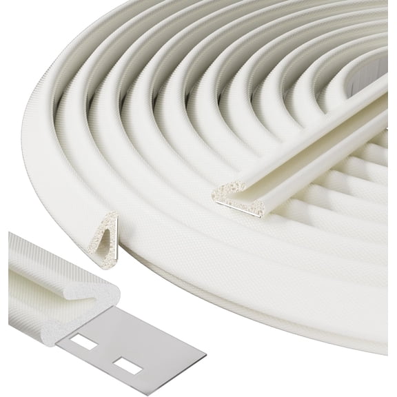 V-Shaped Thin Weather Stripping Door Seal, 19.7FT Small Draft Stopper for Doors, Foam Door Gap Filler, Insulation Winter, Soundproof,Noise-Reducing, Light-Blocking, Weatherproof Tape for Doors