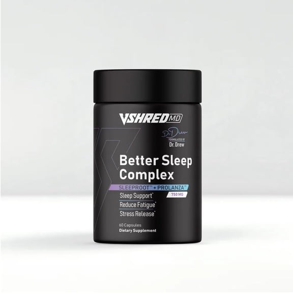V Shred MD Better Sleep Complex Dr. Drew Approved Deep Sleep & Cortisol Support Natural Nighttime Formula with SleepRoot, Prolanza, Magnesium Glycinate & Passion Flower Supports Cellular Health
