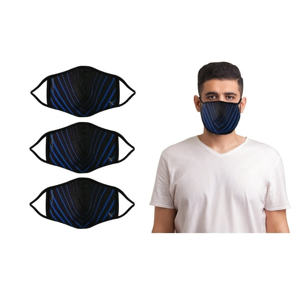 V-Striped (3-Pack) Reusable & Washable Face Mask with Adjustable Ear-loops