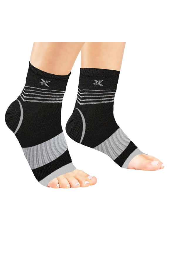 V-Striped Support Ankle Compression Pain Relief Recovery Sleeves (1-Pair)