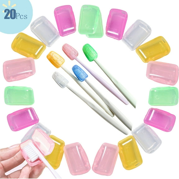 Asunby 20 Pack Travel Toothbrush Head Covers, Portable Toothbrush Pod Caps Case Protector for Home and Outdoor