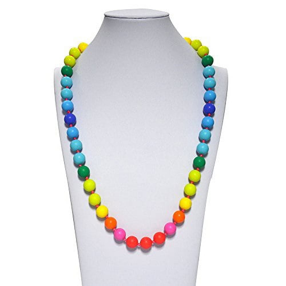 V TOP Chewable Rainbow Silicone Baby Teething Necklace for Mom and Baby Teether Toy BPA Free Rainbow Classic