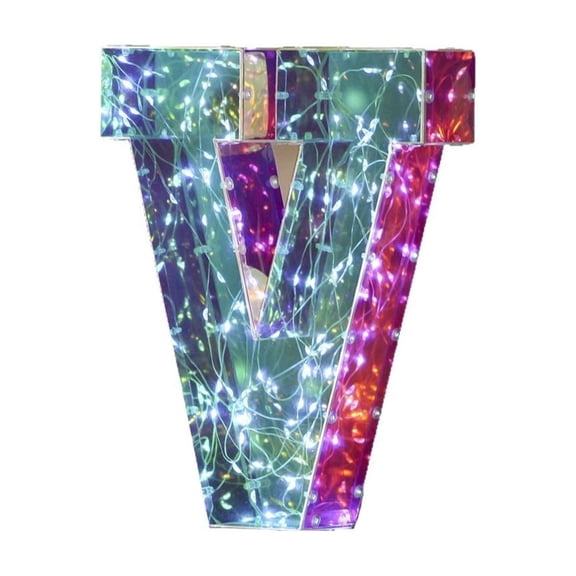 V Tabletop Led Letter Lights A-Z Colorful Mirror Finish Night Lights For Parties And Special Events