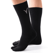 V-Toe Athletic Flip-Flop Tabi Big Toe Crew Socks - Black Solid by V-Toe Socks, Inc