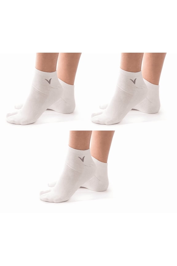 3 Pairs V-Toe Flip-Flop Tabi Big Toe White Ankle Socks Comfortable Stylish For Men And Women Fun Socks