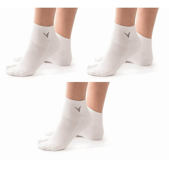 3 Pairs V-Toe Flip-Flop Tabi Big Toe White Ankle Socks Comfortable Stylish For Men And Women Fun Socks