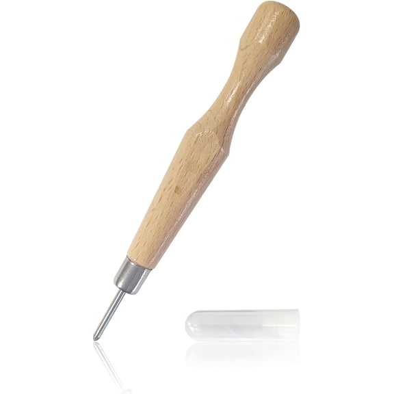 V-Tool Wood Carving Chisel 0.06 Inch (1.5mm) Triangular Blade, Alloy Steel Edge, Rubber Handle, Ideal for Linocut, Woodworking, Precision Carving