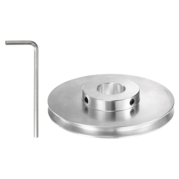V-Type Pulley 22mm Bore 100mm Outer Dia Single Groove Aluminum Alloy for 6mm PU Round Belt with Installations