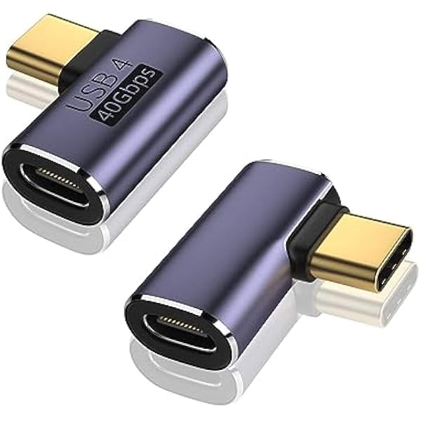 V USB C 90 Degree Adapter (2 Pack), 40Gbps Data Transfer USB Type C ...