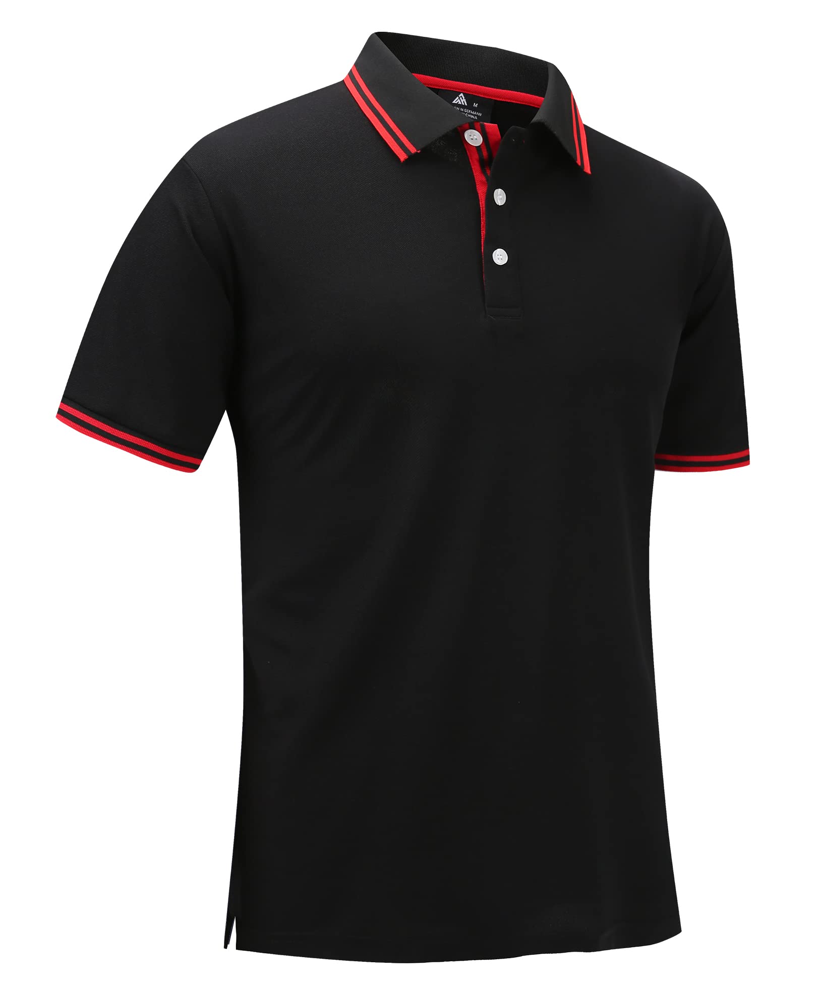 V VALANCH Men's Black Golf Polo Short Sleeve Moisture Wicking Polo Shirts  Collared Shirt Athletic Tennis Tops,Black,L