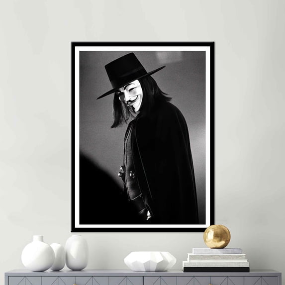 V For Vendetta, Canvas Home Decor, Wall Art Canvas, Living Room Printed Canvas, Famous Quote Wall Decor, V For Vendetta Art Canvas, Canvas Wall Decor - White Framed