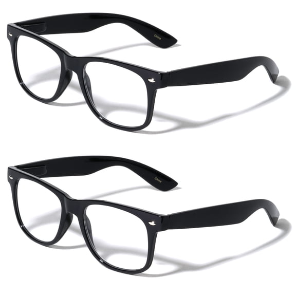 V.W.E. 2 Pairs Classic Comfortable Reading Glasses With Spring Hinges and Storage Pouch - Men Women Clear Lens Reader +1.00