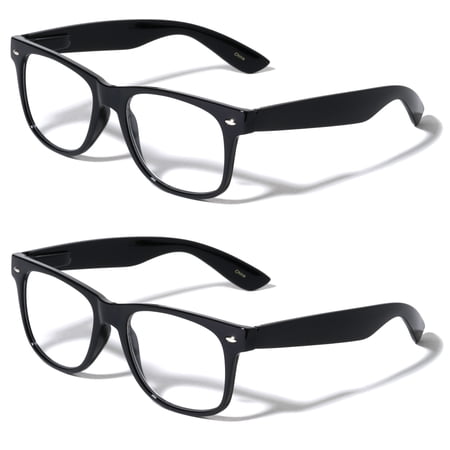 V.W.E. 2 Pairs Classic Comfortable Reading Glasses With Spring Hinges and Storage Pouch - Men Women Clear Lens Reader +2.50