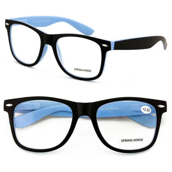 V.W.E. 2 Pairs Large Reading Glasses - Wide Fitment - Classic Design Comfortable Fitment +1.00