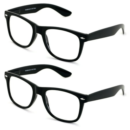 V.W.E. 2 Pairs Large Reading Glasses - Wide Fitment - Classic Design Comfortable Fitment +2.25