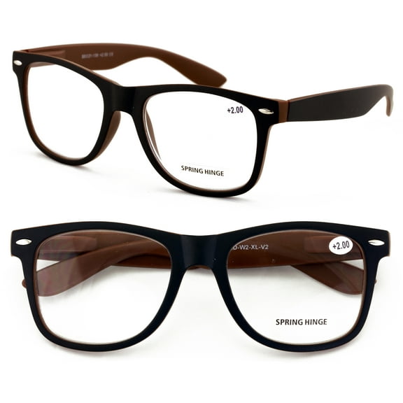 V.W.E. 2 Pairs Large Reading Glasses - Wide Fitment - Classic Design Comfortable Fitment +4.50