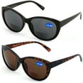 thumbnail image 1 of V.W.E. 2 Pairs Women Bifocal Reading Sunglasses Reader Glasses Cateye Vintage Jackie O Black Brown +2.75, 1 of 3