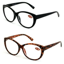 V.W.E. 2 Pairs Women Black Tortoise Reading Glasses Reader Glasses Cateye Vintage Jackie O Black Brown