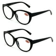 thumbnail image 1 of V.W.E. 2 Pairs Women Black Tortoise Reading Glasses Reader Glasses Cateye Vintage Jackie O Black Brown, 1 of 4