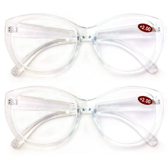 V.W.E. 2 Pairs Women Clear White Reading Glasses Reader Glasses Cateye Vintage Jackie O