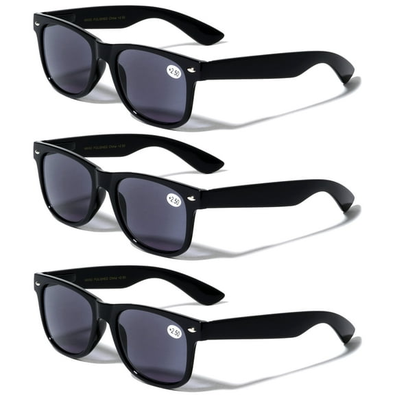 V.W.E. 3 Pairs Classic 80's Reading Sunglasses - Tinted Reader - Not Bifocal - Unisex 2.50