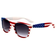 VWE. نظارات شمسية كلاسيكية من طراز Patriot Flag Mirror USA - White Frame