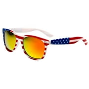 V.W.E. Classic American Patriot Flag Mirror Sunglasses USA - White Frame