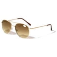 thumbnail image 1 of V.W.E. Classic Metal Tear Drop Reading Sunglasses - Integrated Bifocal - Outdoor Unisex Readers Gold Brown +1.25, 1 of 3