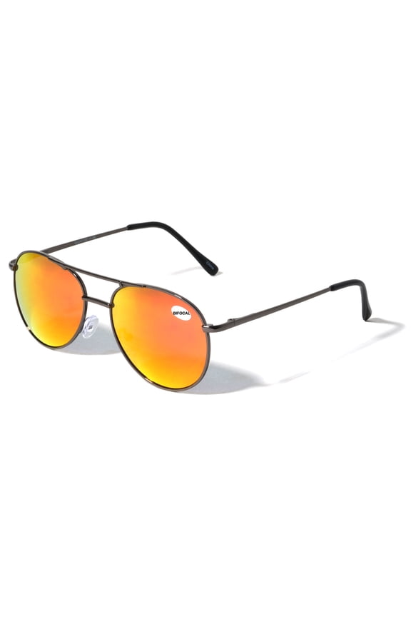 Classic Metal Tear Drop Reading Sunglasses - Mirror Bifocal - Outdoor Unisex Readers Fire +1.50
