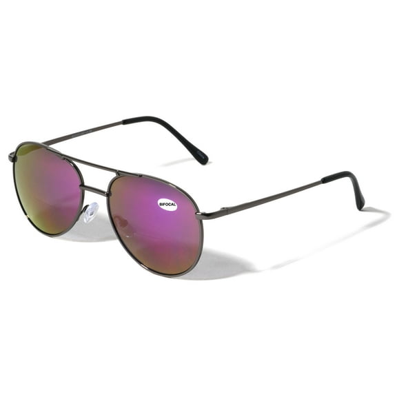 V.W.E. Classic Metal Tear Drop Reading Sunglasses - Mirror Bifocal - Outdoor Unisex Readers Purple +2.25