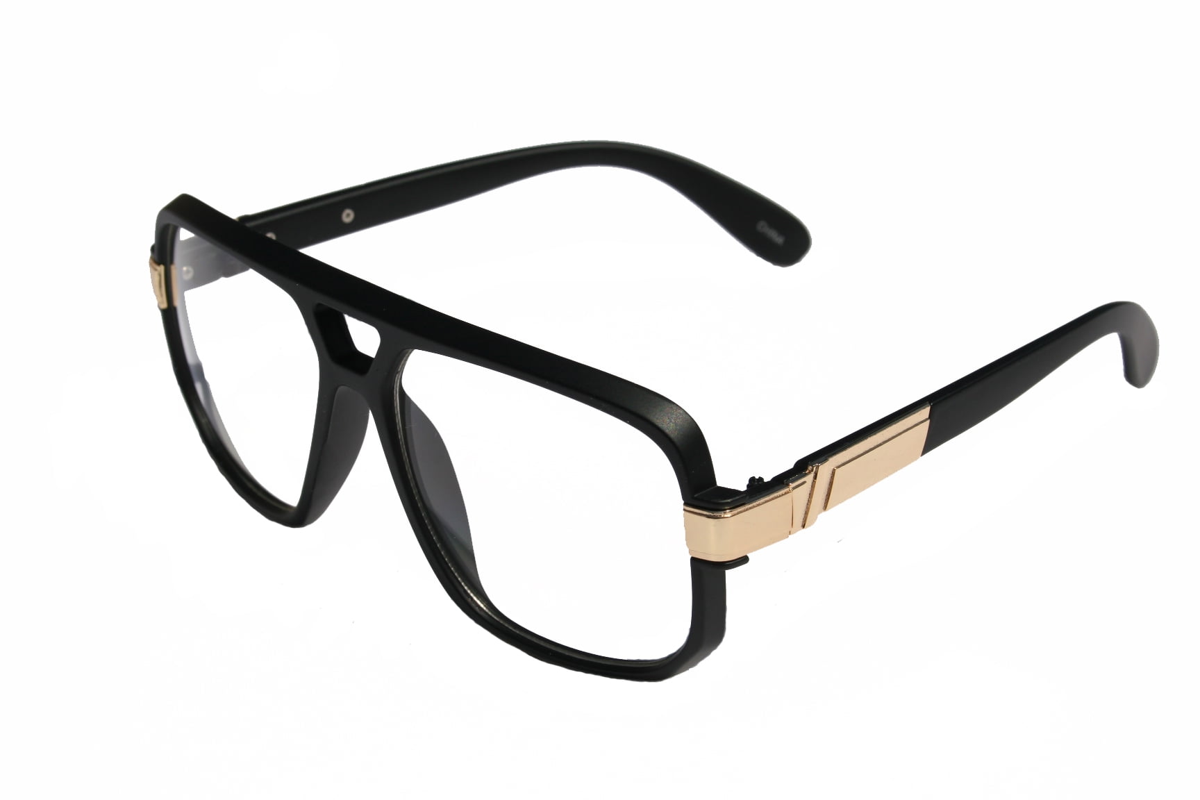 V.W.E. Classic Square Frame Plastic Flat Top Aviator Glasses w Metal Trimming and Clear Lens Walmart