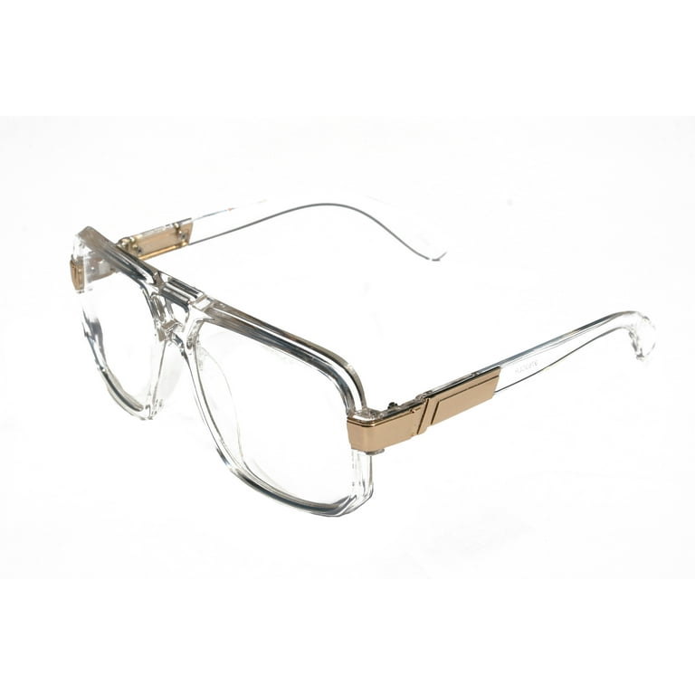 Classic Square Frame Plastic Flat Top Aviator Glasses /w