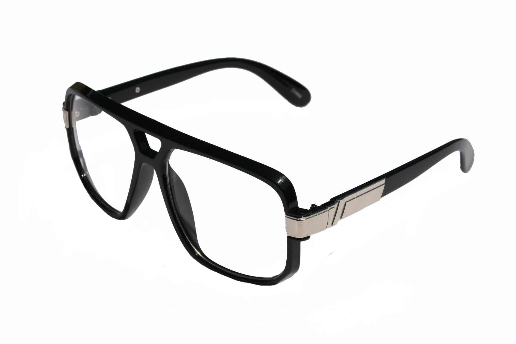V.W.E. Classic Square Frame Plastic Flat Top Aviator Glasses /w