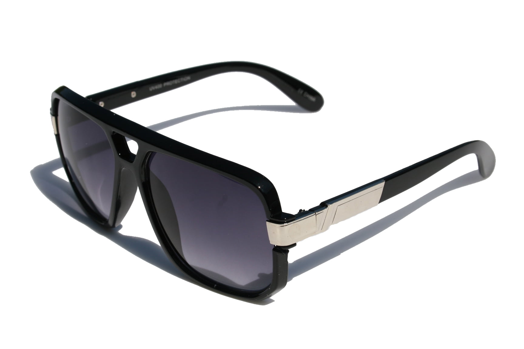 V.W.E. Classic Square Frame Plastic Flat Top Aviator Glasses w Metal Trimming and Sunglasses