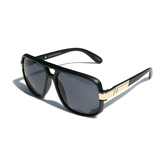 V.W.E. Classic Square Frame Plastic Flat Top Aviator Glasses /w Metal Trimming and Sunglasses