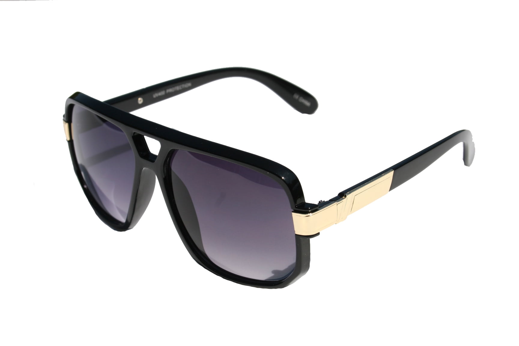 V.W.E. Classic Square Frame Plastic Flat Top Aviator Glasses w Metal Trimming and Sunglasses