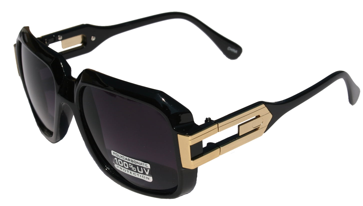 V.W.E. Large Classic Retro Square Frame Sunglasses with Gold 