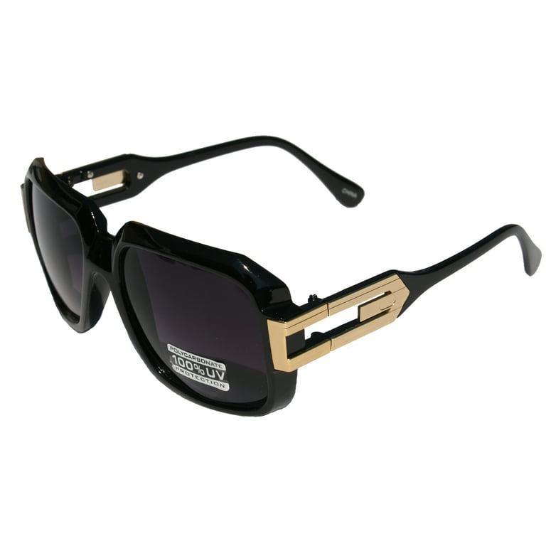 Large Classic Retro Square Frame Sunglasses with Gold