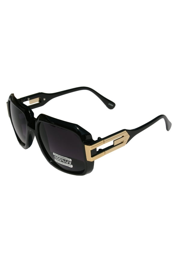 V.W.E. Large Classic Retro Square Frame Sunglasses with Gold Accent