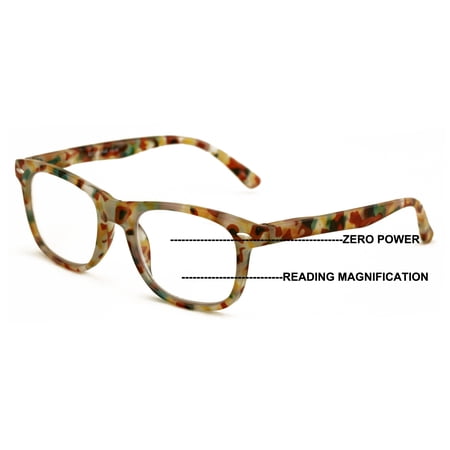 V.W.E. Marble Fashion Clear Progressive Reading Glasses - Zero Power On Top - AR Coating Z126 +1.50