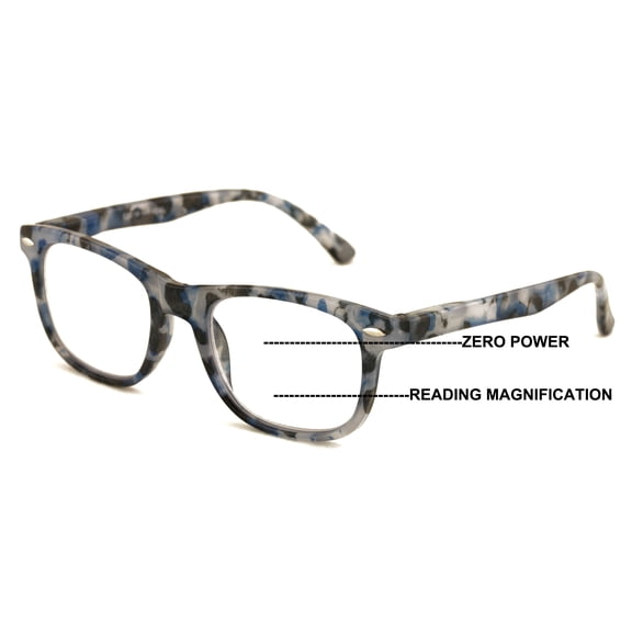 V.W.E. Marble Fashion Clear Progressive Reading Glasses - Zero Power On Top - AR Coating Z126 +1.75