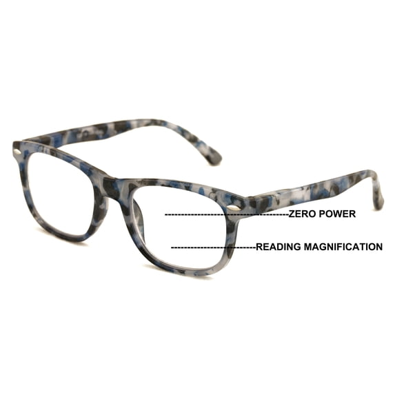 V.W.E. Marble Fashion Clear Progressive Reading Glasses - Zero Power On Top - AR Coating Z126 +3.00