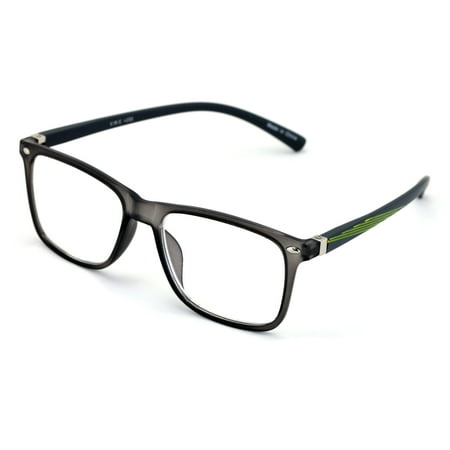 V.W.E. Men Premium Reading Glasses TR90 with Extended Temple - Clear Lens Reader - Spring Hinge Temple 1.75