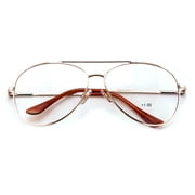 V.W.E. Metal Aviator No Line Progressive Trifocal Reading Glasses