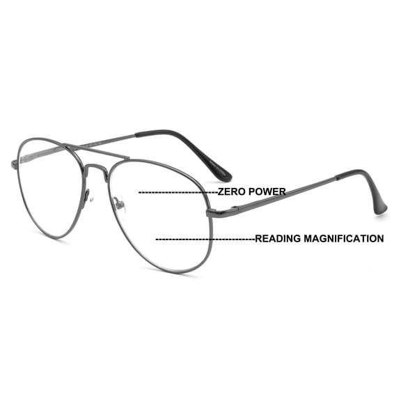 V.W.E. Metal Tear Drop Progressive Reading Glasses - Zero Power On Top - Clear No Line Reader - AR +2.75