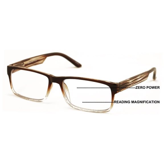 V.W.E. Modern Rectangular Progressive Reader - Clear On Top Reading Glasses - AR Coating Z122 +2.00