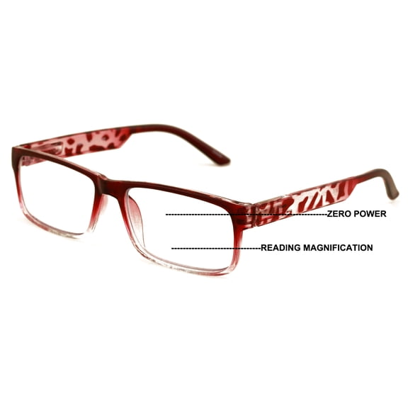 V.W.E. Modern Rectangular Progressive Reader - Clear On Top Reading Glasses - AR Coating Z122 +2.00