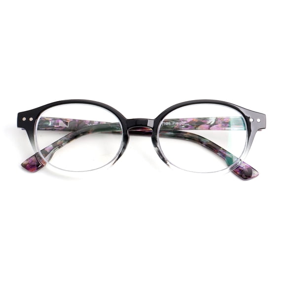 V.W.E. Oval Round Progressive Reading Glasses - Clear on Top - Mosaic Temple - AR Coating Z125 +1.25