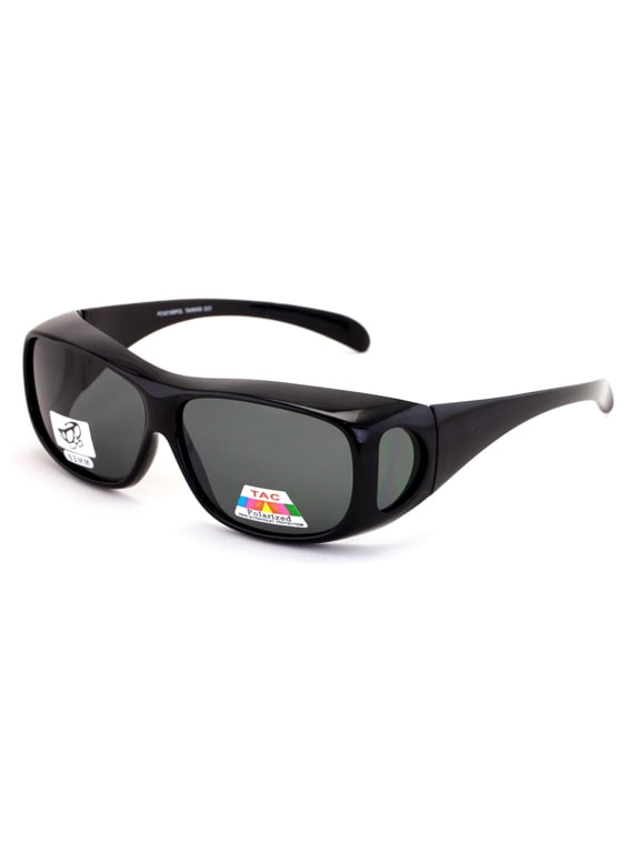 Polarized Fit Over Unisex Rectangular Sunglasses, Black Brown