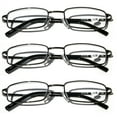 thumbnail image 1 of V.W.E. Readers 3 Pack of Thin Slim Rectangular Metal Aviator Reading Glasses with Spring hinge - High Power, 1 of 2